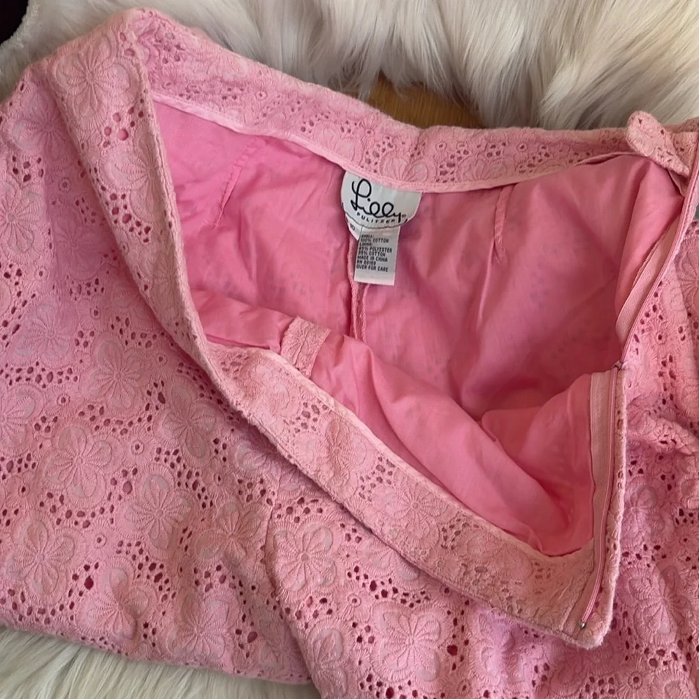 Vintage Lilly Pulitzer | Pink Cotton Daisy Embroidered Eyelet Pants Trousers 10